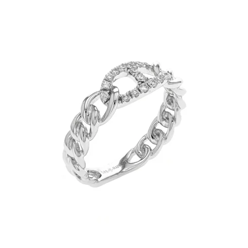 14K White Gold Diamond Link Band