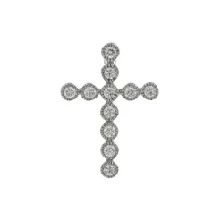14K White Gold Diamond Milgrain Cross Pendant