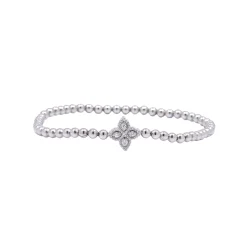 18K White Gold Diamond Princess Flower Bracelet