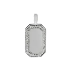 18K White Gold Diamond Rectangular Disk Pendant
