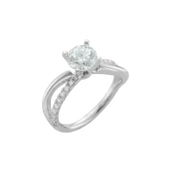 14K White Gold Diamond Split Engagement Ring Semi-Mounting