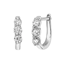 14K White Gold Diamond U-Hoop Earrings