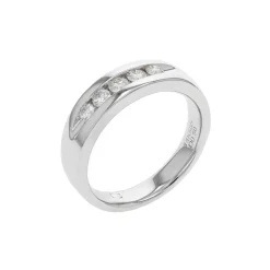 14K White Gold 5-Diamond Wedding Band
