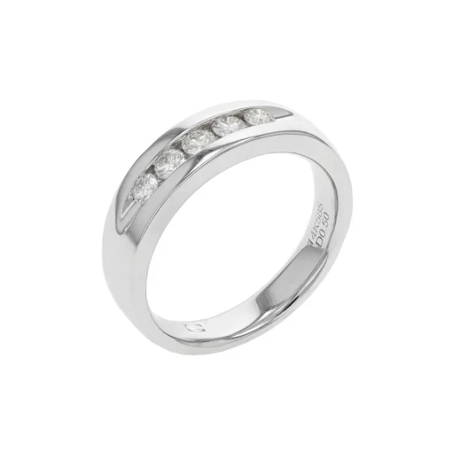 14K White Gold 5-Diamond Wedding Band