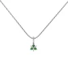 14K White Gold Emerald and Diamond Cluster Pendant with Chain