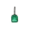 14K White Gold Emerald Pendant with Diamond Bail
