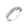 18K White Gold Emerald-Cut and Round Diamond Wedding Band