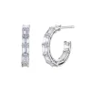 18K White Gold Emerald-Cut Diamond Hoop Earrings