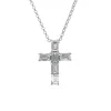 18K White Gold Emerald-Cut Diamond Cross Necklace