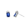 14K White Gold Emerald-Cut Sapphire and Diamond Earrings