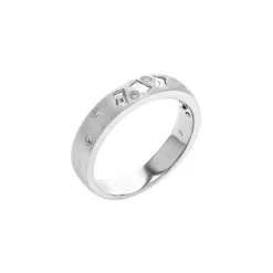 14K White Gold Flush-Set Diamond Satin Finish Band