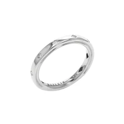 14K White Gold Flush-Set Diamond Wedding Band