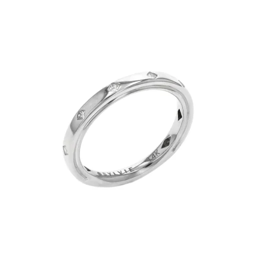 14K White Gold Flush-Set Diamond Wedding Band