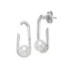 18K White Gold Freshwater Pearl and Diamond Earrings