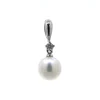 14K White Gold Freshwater Pearl and Diamond Pendant