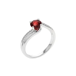 14K White Gold Garnet and Diamond Ring