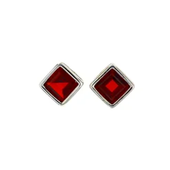 14K White Gold Garnet Earrings