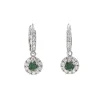 14K White Gold Green Diamond Halo Dangle Earrings
