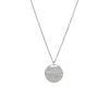14K White Gold Half Diamond Pavé Disc Pendant with Chain