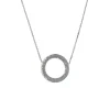 14K White Gold Hammered Circle Necklace