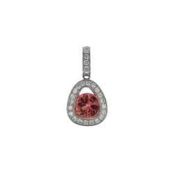 14K White Gold Imperial Topaz and Diamond Halo Pendant