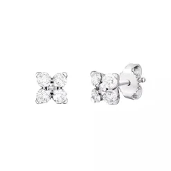 18K White Gold Love in Verona Diamond Earrings