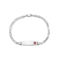 14K White Gold Medical ID Figaro Bracelet