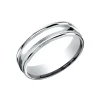 14K White Gold 6.5mm Satin and Polished Finish Wedding Band