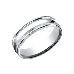 14K White Gold 6.5mm Satin and Polished Finish Wedding Band
