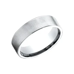 14K White Gold 6.5mm Satin Finish Wedding Band