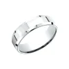 14K White Gold 6.5mm Wide Polished Finish Beveled Wedding Band
