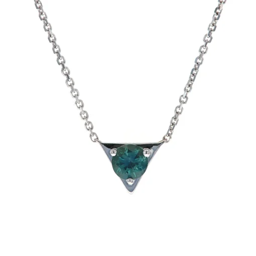 14K White Gold Montana Sapphire Triangular Necklace
