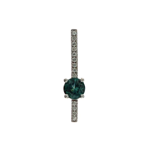 14K White Gold Montana Sapphire and Diamond Pendant