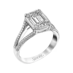 18K White Gold Mosaic Split Shank Engagement Ring