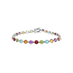 14K White Gold Multicolor Gemstone Bracelet