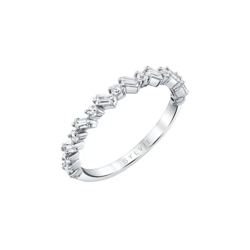 14K White Gold Multi-Diamond Wedding Band