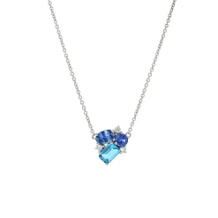 14K White Gold Multi-Stone Necklace