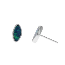 14K White Gold Opal Doublet Stud Earrings