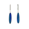 14K White Gold Opal Doublet Dangle Earrings
