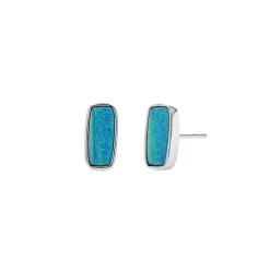 14K White Gold Opal Doublet Stud Earrings