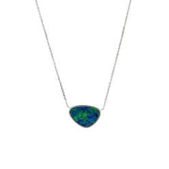 14K White Gold Opal Doublet Necklace