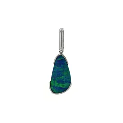14K White Gold Opal Doublet Pendant