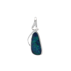 14K White Gold Opal Doublet Pendant