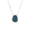 14K White Gold Opal Doublet and Diamond Necklace