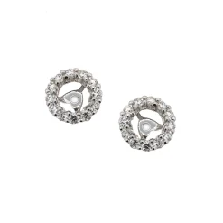 14K White Gold Open Circle Diamond Earring Jackets