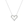 14K White Gold Open Heart Diamond Pendant with Chain