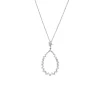 14K White Gold Open Tear Drop Diamond Pendant with Chain