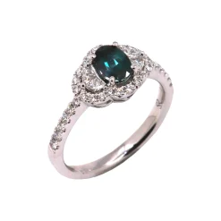 18K White Gold Oval Alexandrite and Diamond Ring