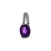 14K White Gold Oval Amethyst and Diamond Pendant
