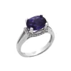 14K White Gold Oval Amethyst and Diamond Ring